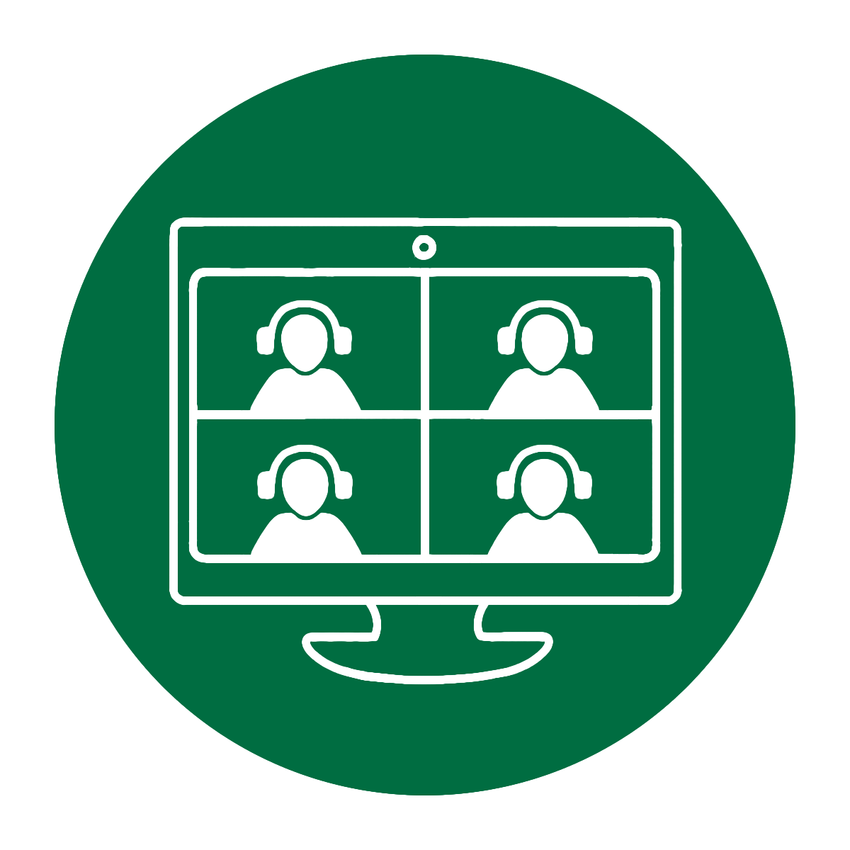 A monitor showing virtual schooling in green icon