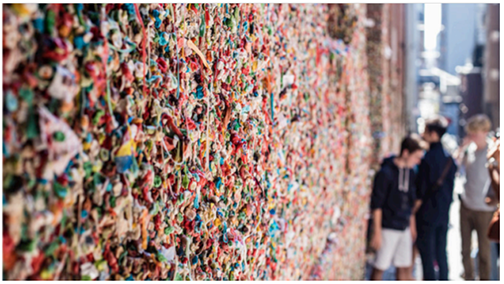 Wall of used gum