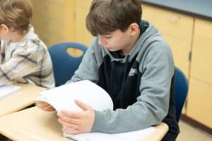 Student working in notebook