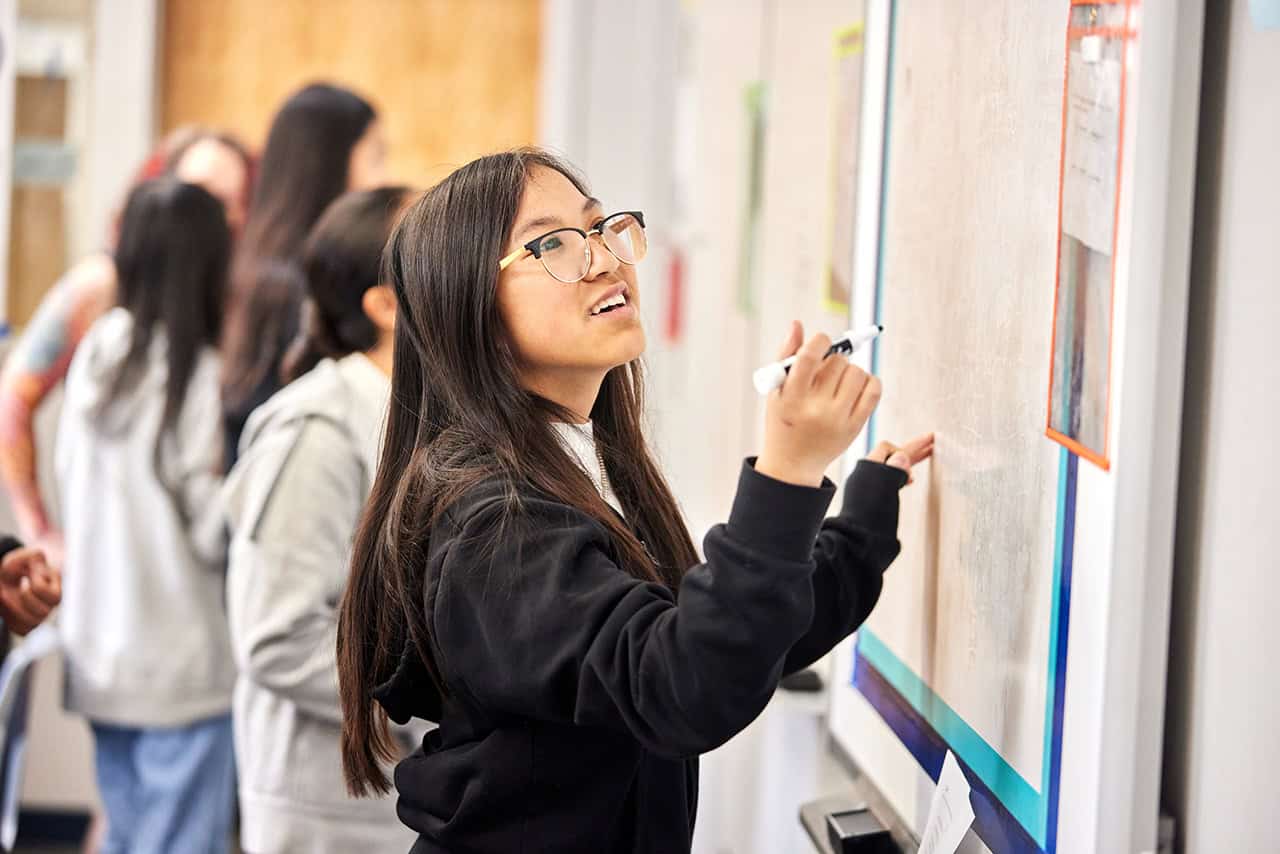 Student working on math